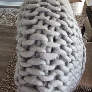 Chunky Chenille Knit Blanket/throw in Light Gray 59x64